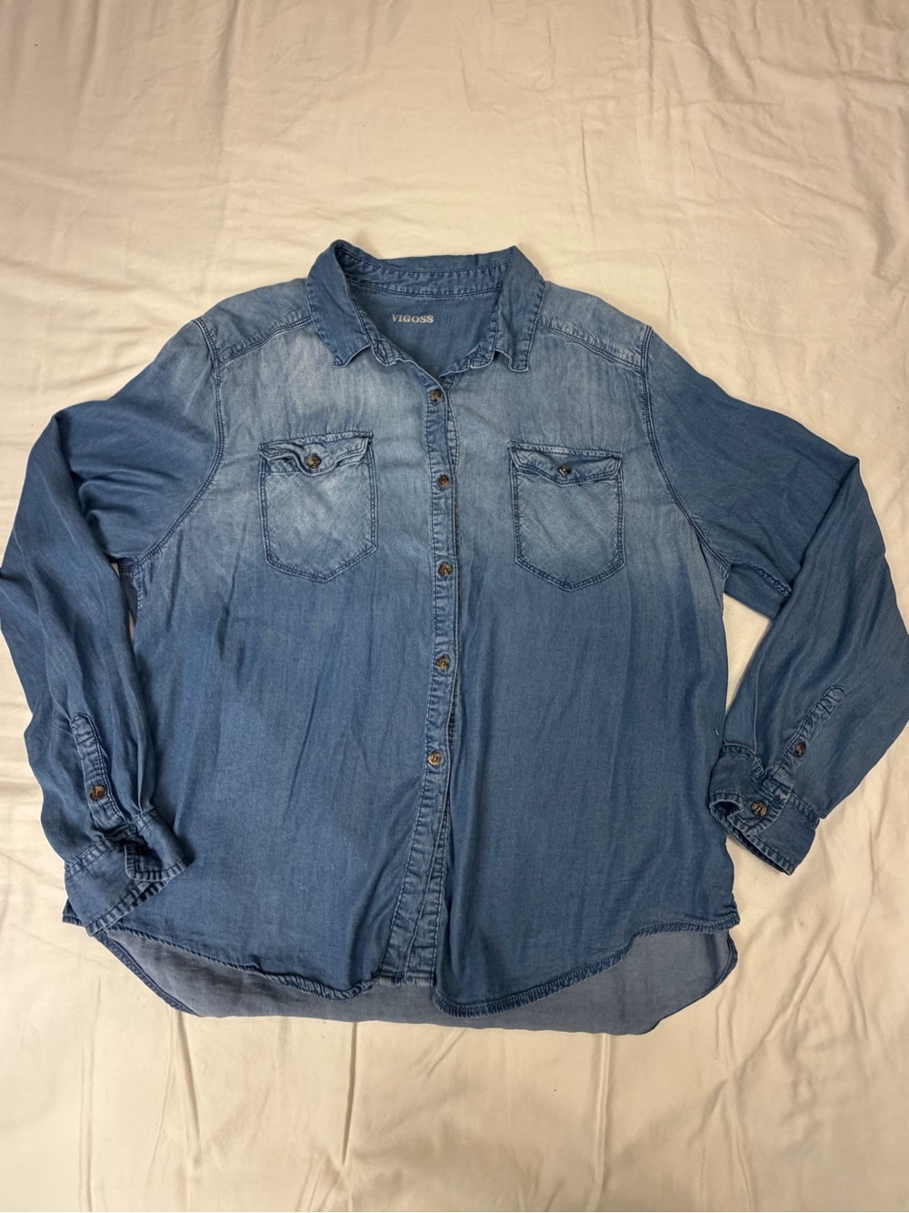Vigoss Blue Denim Button-Down Shirt XXl